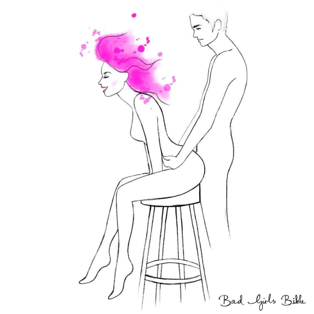 You can still enjoy seated sex, even if the only seat you have is a bar stool
