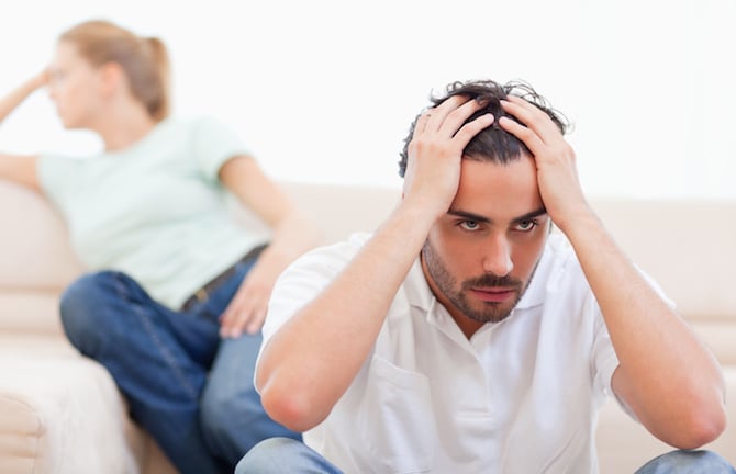 Angry couple mad at each other