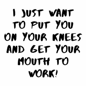 i just want to put you on your knees and get your mouth to work