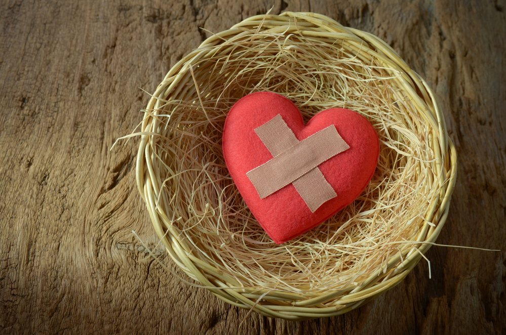 wounded heart in basket