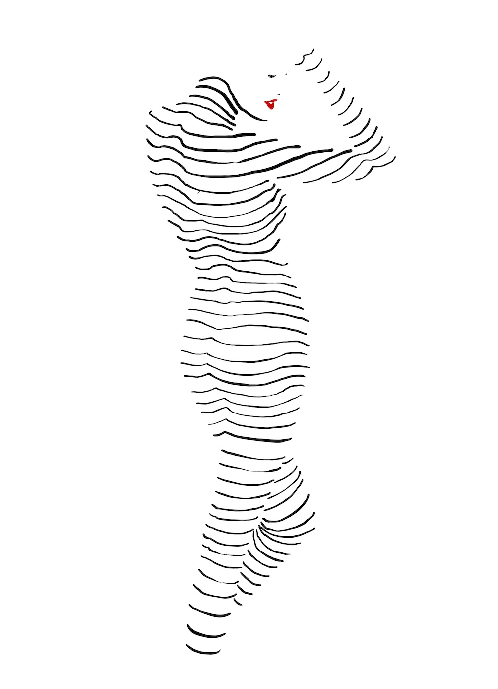 line illustration of standing woman